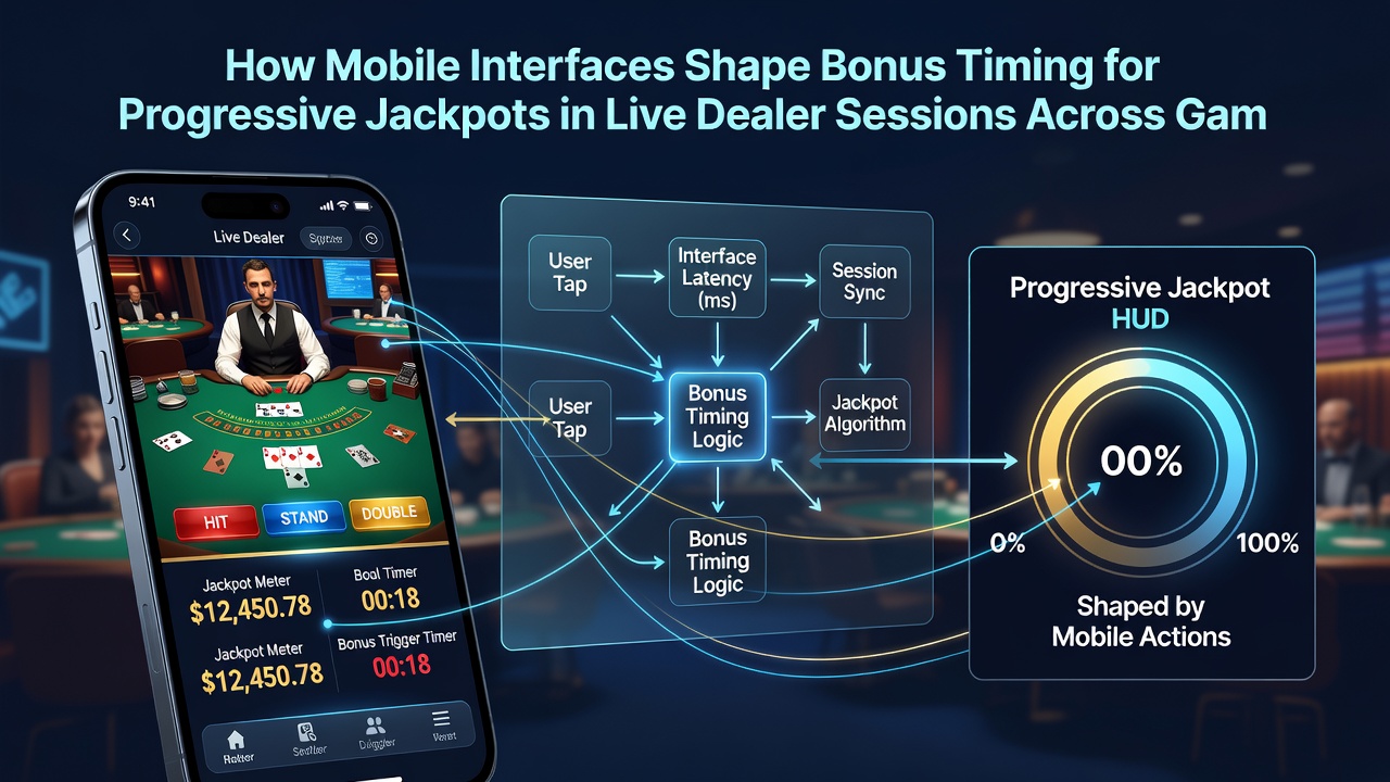 Live dealer table interface with progressive jackpot meter visible during a mobile session